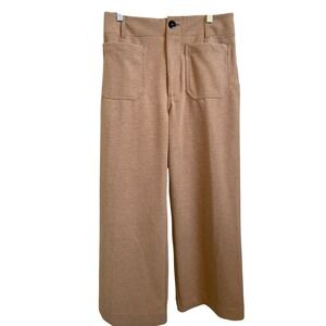 Maeve The Colette Brushed Knit Wide Leg Cropped Pants Tan Size 30
